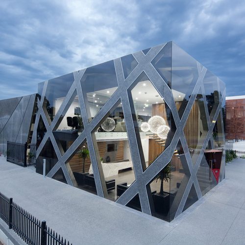 BCM Headquarters, polished concrete, bluestone with standard grey base, polished to high gloss.