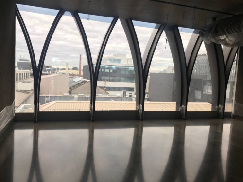 Black basalt, sparkling granite and a random piece of quartzite show up beautifully on the Geoshine™ floors at Cremorne.